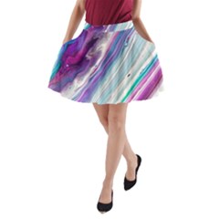 Color Acrylic Paint Art Painting A-line Pocket Skirt by Pakrebo