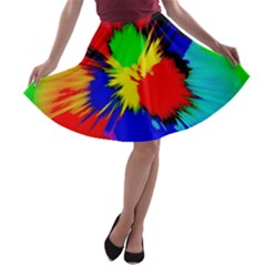 Color Halftone Grid Raster Image A-line Skater Skirt by Pakrebo