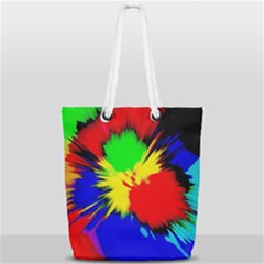 Color Halftone Grid Raster Image Full Print Rope Handle Tote (small) by Pakrebo