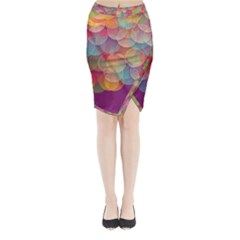 Background Circles Abstract Midi Wrap Pencil Skirt by Pakrebo