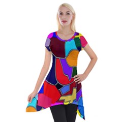 Crazycolorabstract Short Sleeve Side Drop Tunic by bloomingvinedesign