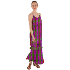 Love For The Fantasy Flowers With Happy Purple And Golden Joy Cami Maxi Ruffle Chiffon Dress by pepitasart