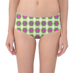 Seamless Geometric Blur Lines Mid-waist Bikini Bottoms by Pakrebo
