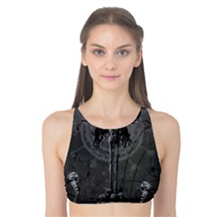 Awesome Crow Skeleton With Skulls Tank Bikini Top by FantasyWorld7