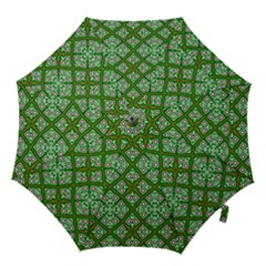 Symmetry Digital Art Pattern Green Hook Handle Umbrellas (medium) by Pakrebo