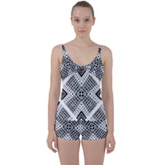 Pattern Tile Repeating Geometric Tie Front Two Piece Tankini by Pakrebo