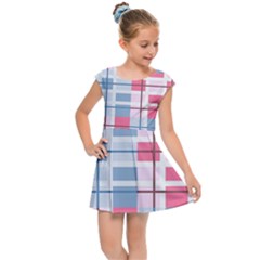 Fabric Textile Plaid Kids  Cap Sleeve Dress by HermanTelo