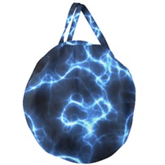 Electricity Blue Brightness Giant Round Zipper Tote by HermanTelo