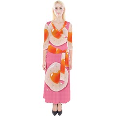 Omelette Heart Pink Valentine Quarter Sleeve Wrap Maxi Dress by Bajindul