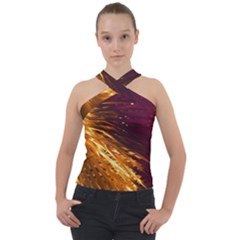 Lines Curlicue Fantasy Colorful Cross Neck Velour Top by Bajindul