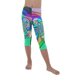 Retro Wave Background Pattern Kids  Lightweight Velour Capri Leggings  by Pakrebo