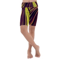 Lines Swinging Fantasy Kids  Lightweight Velour Cropped Yoga Leggings by Bajindul