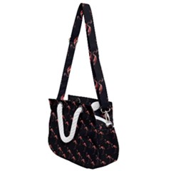 Flamingo Pattern Black Rope Handles Shoulder Strap Bag by snowwhitegirl