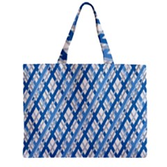 Geometric Overlay Blue Zipper Mini Tote Bag by Bajindul