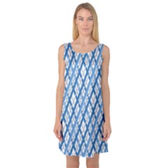 Geometric Overlay Blue Sleeveless Satin Nightdress by Bajindul