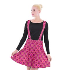 Pink Geometric  Suspender Skater Skirt by VeataAtticus