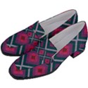 Purple Textile And Fabric Pattern Women s Chunky Heel Loafers View2