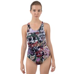Graffiti Wall Background Cut-out Back One Piece Swimsuit by Pakrebo