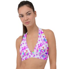 Pixelpink Halter Plunge Bikini Top by designsbyamerianna