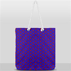 Blue Pattern Red Texture Full Print Rope Handle Tote (large) by Mariart