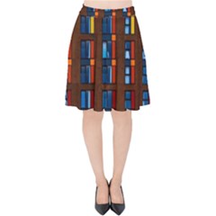 Architecture Color Colour Windows Velvet High Waist Skirt by Pakrebo