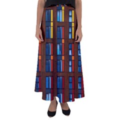 Architecture Color Colour Windows Flared Maxi Skirt by Pakrebo