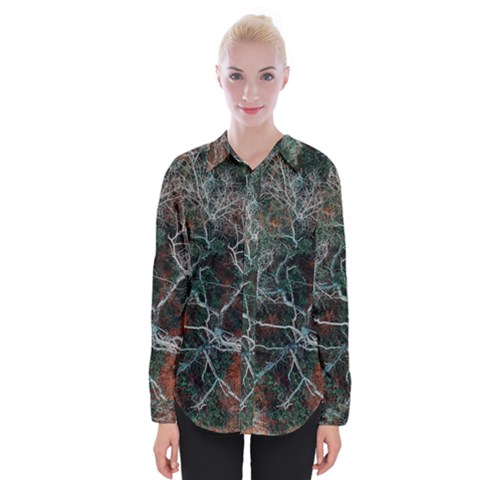 Aerial Photography Of Green Leafed Tree Womens Long Sleeve Shirt by Pakrebo