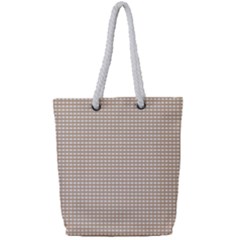 Gingham Check Plaid Fabric Pattern Grey Full Print Rope Handle Tote (small) by HermanTelo