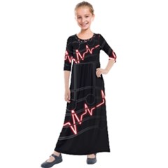 Music Wallpaper Heartbeat Melody Kids  Quarter Sleeve Maxi Dress by HermanTelo