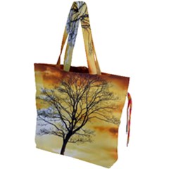 Branches Dawn Dusk Fall Drawstring Tote Bag by Pakrebo