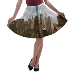 Architectural Design Architecture Buildings City A-line Skater Skirt by Pakrebo