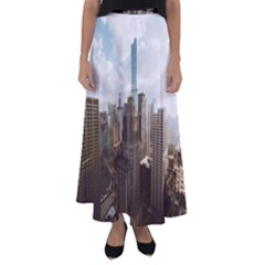 Architectural Design Architecture Buildings City Flared Maxi Skirt by Pakrebo