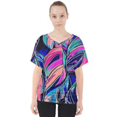 Tropical Leaves Resize 2000x2000 Same A3580b V-neck Dolman Drape Top by Sobalvarro