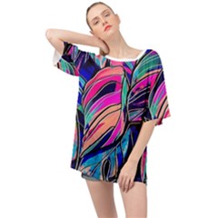 Tropical Leaves Resize 2000x2000 Same A3580b Oversized Chiffon Top by Sobalvarro