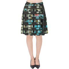 Architectural Design Architecture Building Cityscape Velvet High Waist Skirt by Pakrebo
