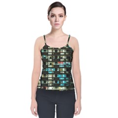 Architectural Design Architecture Building Cityscape Velvet Spaghetti Strap Top by Pakrebo