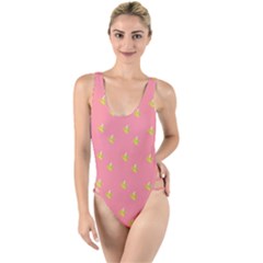 Peeled Banana On Pink High Leg Strappy Swimsuit by snowwhitegirl