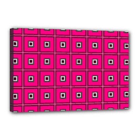 Pink Pattern Squares Canvas 18  X 12  (stretched) by HermanTelo