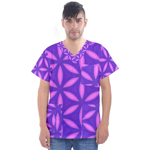 Purple Men s V-neck Scrub Top by HermanTelo