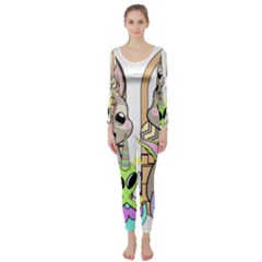 Graphic Kawaii Bunnies Long Sleeve Catsuit by Sudhe