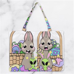 Graphic Kawaii Bunnies Zipper Medium Tote Bag by Sudhe