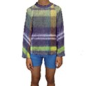 Yellow Plaid Flannel Kids  Long Sleeve Swimwear View1