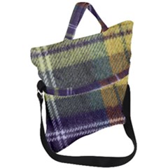 Yellow Plaid Flannel Fold Over Handle Tote Bag by snowwhitegirl
