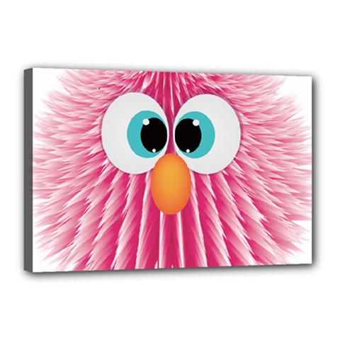 Bird Fluffy Animal Cute Feather Pink Canvas 18  X 12  (stretched) by Sudhe