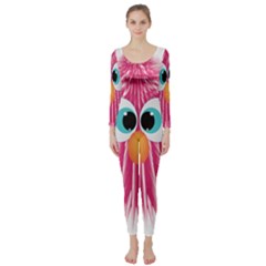 Bird Fluffy Animal Cute Feather Pink Long Sleeve Catsuit by Sudhe