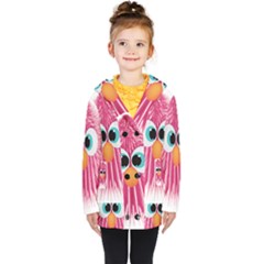Bird Fluffy Animal Cute Feather Pink Kids  Double Breasted Button Coat by Sudhe
