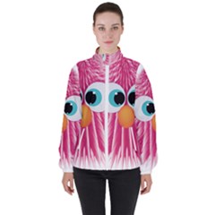 Bird Fluffy Animal Cute Feather Pink Women s High Neck Windbreaker by Sudhe