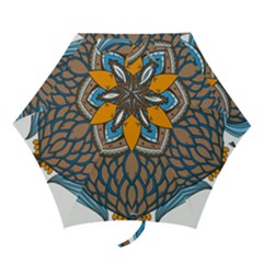 Owl Drawing Art Vintage Clothing Blue Feather Mini Folding Umbrellas by Sudhe