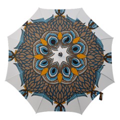Owl Drawing Art Vintage Clothing Blue Feather Hook Handle Umbrellas (large) by Sudhe