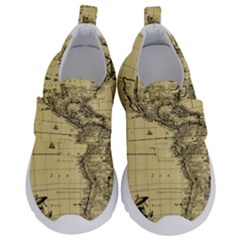 Map Vintage Old Ancient Antique Kids  Velcro No Lace Shoes by Sudhe